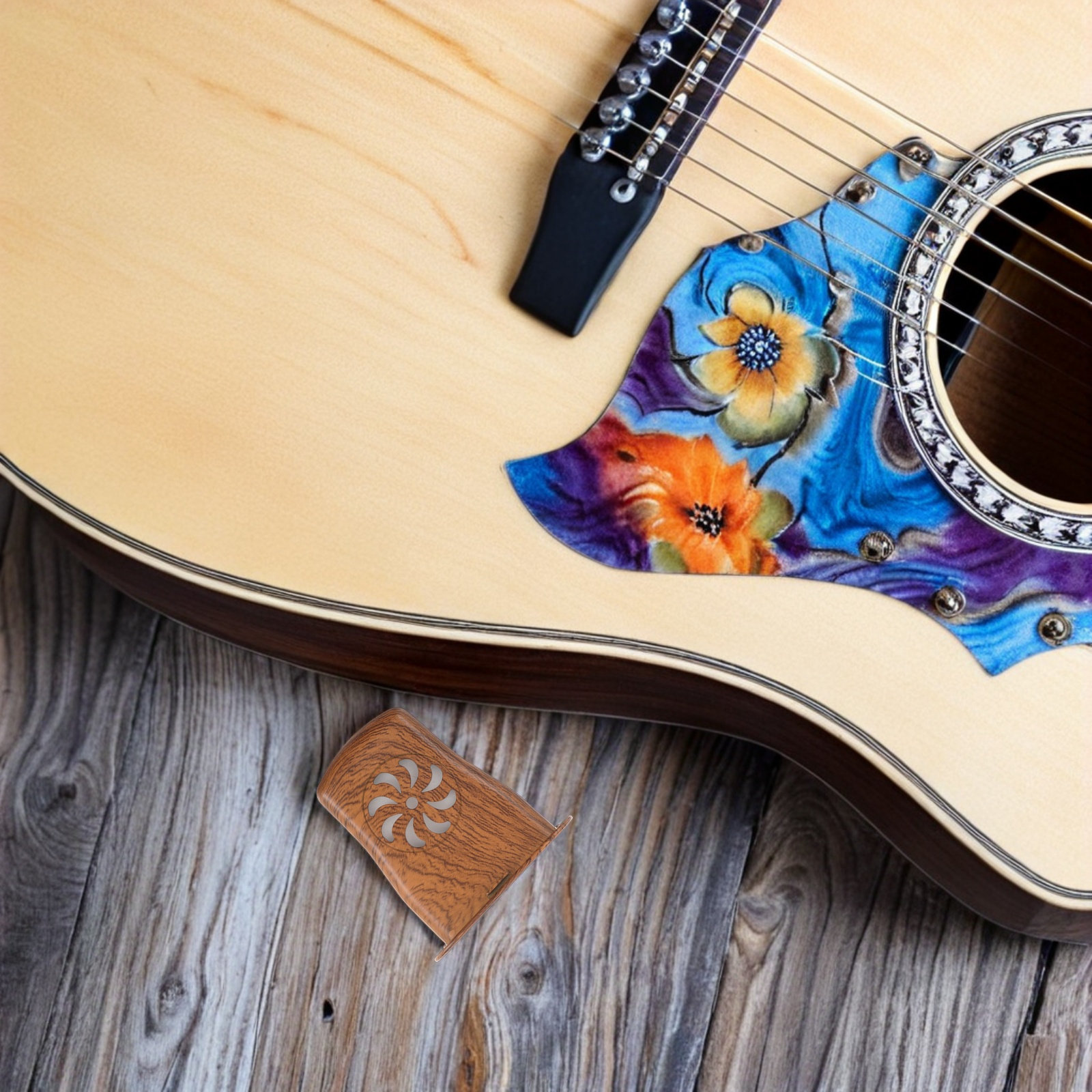 Musical Instrument Sounds - เครื่องเพิ่มความชื้นสำหรับกีตาร์ 4 ชิ้น ฟองน้ำสำหรับช่องเสียงอะคูสติก ป้องกันการหยด ควบคุมความชื้นและตรวจสอบอุณหภูมิสำหรับเครื่องดนตรี