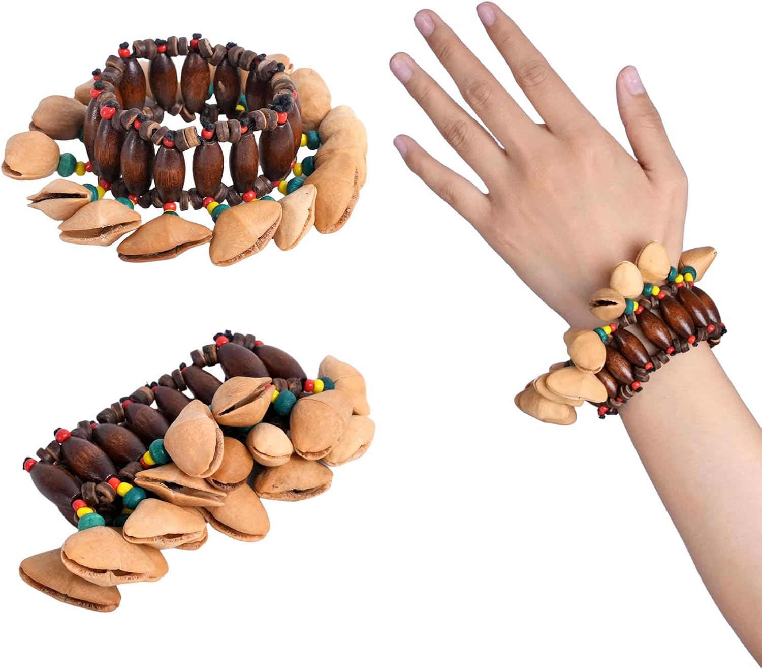 Musical Instrument Africa - สร้อยข้อมือโดราซีดสำหรับข้อเท้าและข้อมือ, เคนารีเชคเกอร์ - เครื่องดนตรีเคาะจังหวะจากแอฟริกาธรรมชาติสำหรับการเล่นดนตรีประกอบกลอง, การบำบัดด้วยเสียง