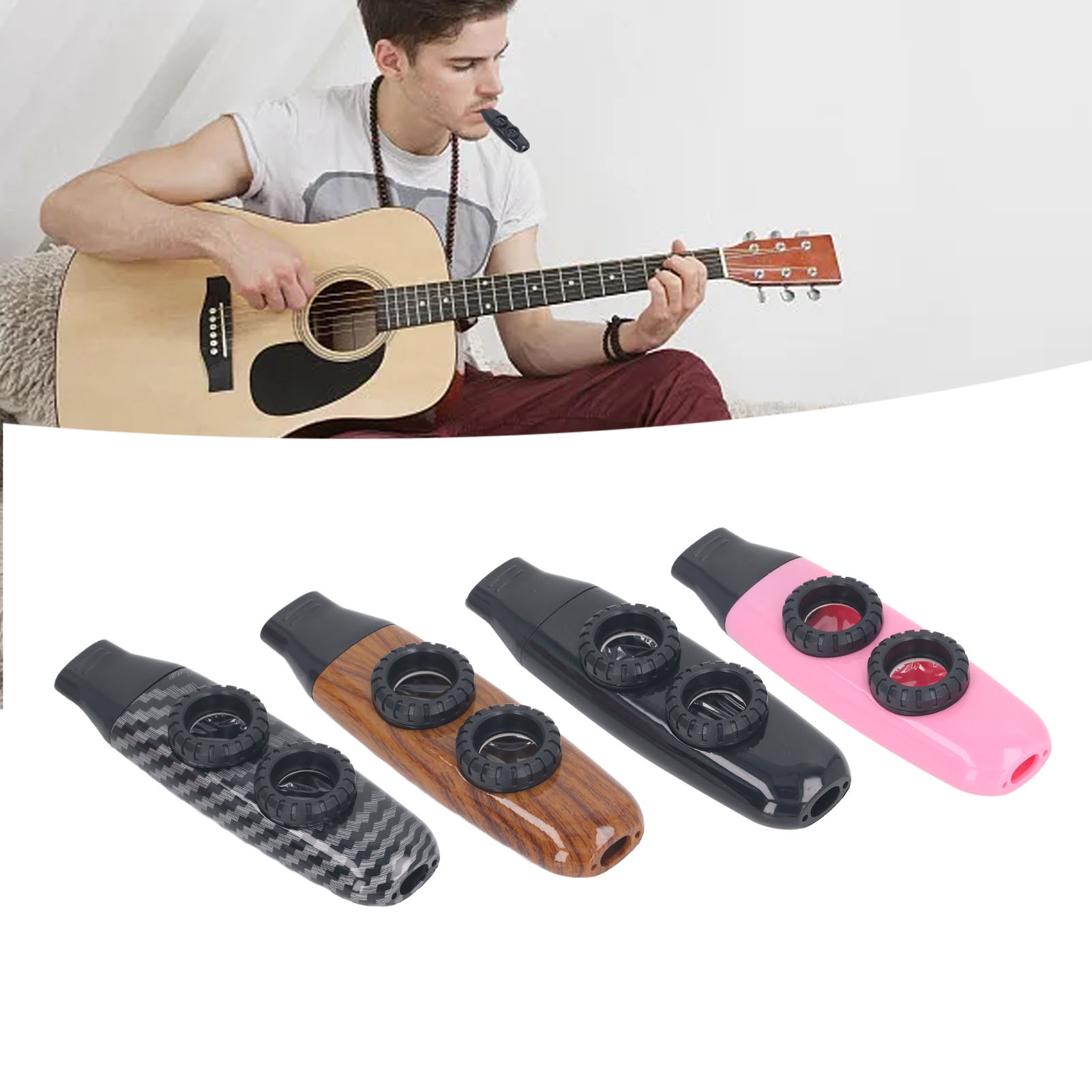 Musical Instrument Flute - ขลุ่ยคาซู ขลุ่ยสองรู ปรับระดับเสียงได้ เครื่องดนตรีลมพร้อมไดอะแฟรมสำหรับการเล่นและการแสดง ขลุ่ยคาซู