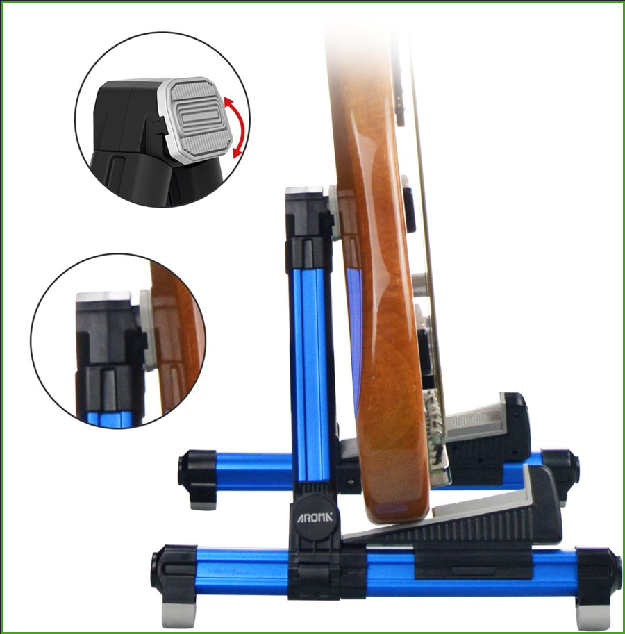 Musical Instrument Sounds - ขาตั้งกีตาร์อลูมิเนียมพับได้ - ขาตั้งพื้นปรับระดับได้สำหรับกีตาร์ทุกประเภท เบส อูคูเลเล่ ไวโอลิน