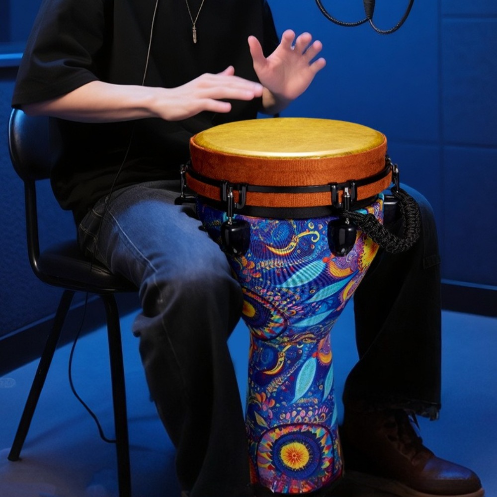 Musical Instrument Africa - กลองแอฟริกันขนาดใหญ่ 10 นิ้ว แบบพกพา กลองเจมเบสำหรับผู้ใหญ่ขนาด 12