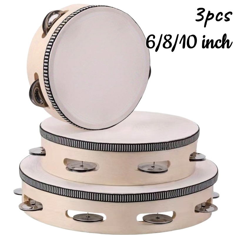 แทมบูรีนไม้ 1/3 ชิ้น ขนาด 6/8/ - Tambourine Hand Drum บทวิจารณ์และราคา